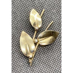 Vintage N E Sterling Pin Denmark Three Leaf & Berries Brooch 925